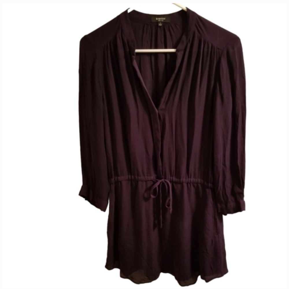 Babaton Women's S Bennett Mini Dress 100% Silk Purple